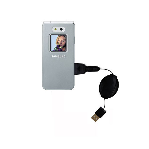 Retractable USB Power Port Ready charger cable designed for the Samsung SGH-E870 and uses TipExchange