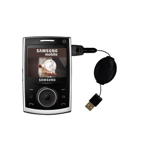 Retractable USB Power Port Ready charger cable designed for the Samsung SGH-i620 and uses TipExchange
