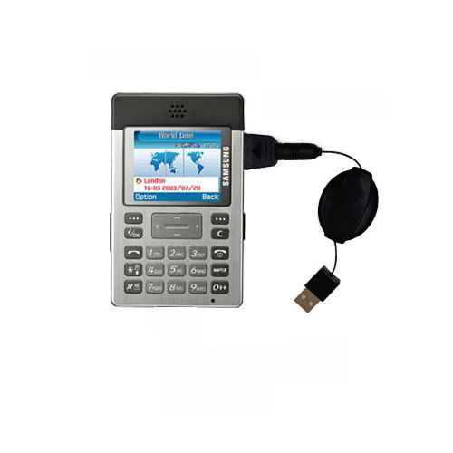 Retractable USB Power Port Ready charger cable designed for the Samsung SGH-P300 and uses TipExchange