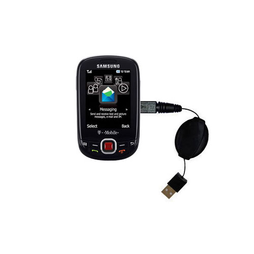 Retractable USB Power Port Ready charger cable designed for the Samsung SGH-T359 and uses TipExchange