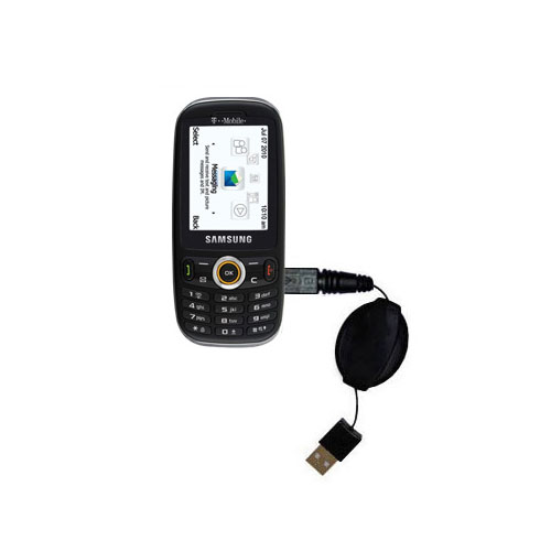 Retractable USB Power Port Ready charger cable designed for the Samsung SGH-T369 and uses TipExchange