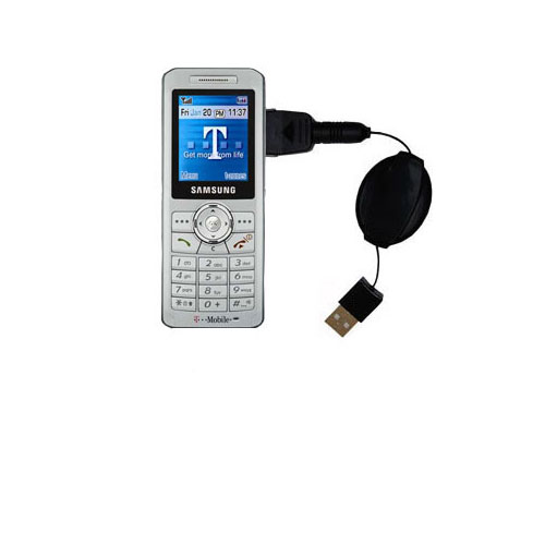 Retractable USB Power Port Ready charger cable designed for the Samsung SGH-T509 and uses TipExchange