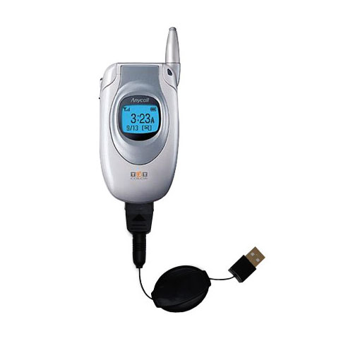 Retractable USB Power Port Ready charger cable designed for the Samsung SPH-A500 and uses TipExchange