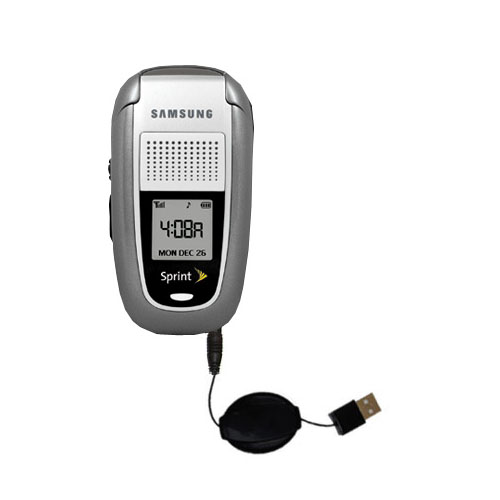 Retractable USB Power Port Ready charger cable designed for the Samsung SPH-A820 and uses TipExchange