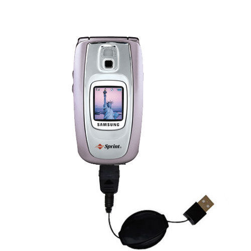 Retractable USB Power Port Ready charger cable designed for the Samsung SPH-A880 / MM-A880 and uses TipExchange