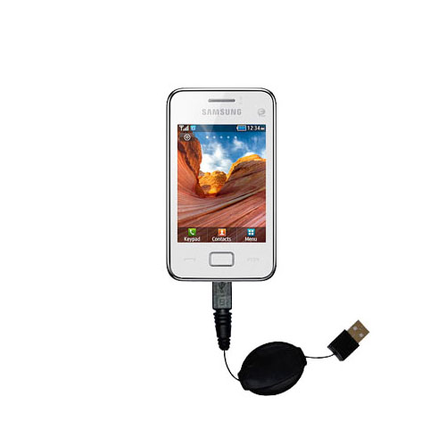 Retractable USB Power Port Ready charger cable designed for the Samsung Tocco Lite 2 and uses TipExchange