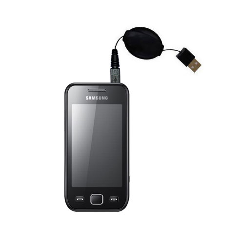 Retractable USB Power Port Ready charger cable designed for the Samsung Wave 2 and uses TipExchange