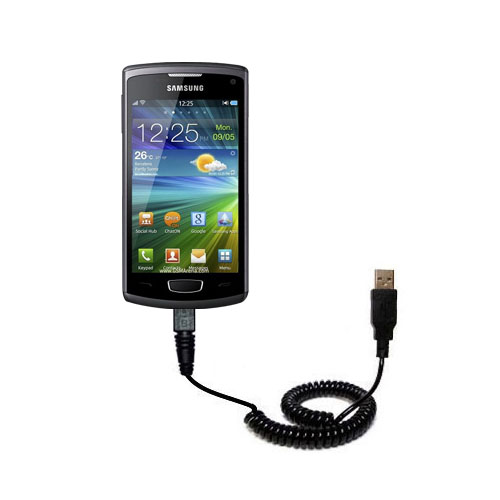 Coiled USB Cable compatible with the Samsung Wave 3