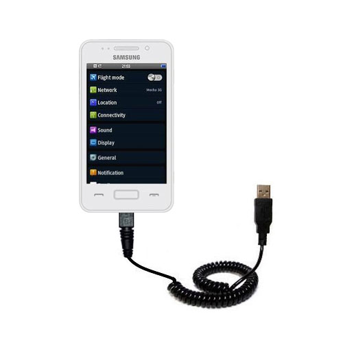 Coiled USB Cable compatible with the Samsung Wave 725