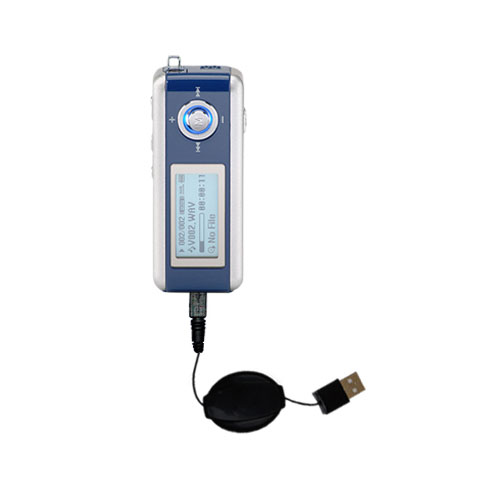 Retractable USB Power Port Ready charger cable designed for the Samsung Yepp YP-T6 and uses TipExchange