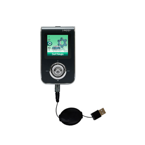 Retractable USB Power Port Ready charger cable designed for the Samsung Yepp YP-T7 Series and uses TipExchange