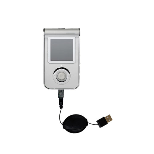 Retractable USB Power Port Ready charger cable designed for the Samsung Yepp YP-T7JZ and uses TipExchange