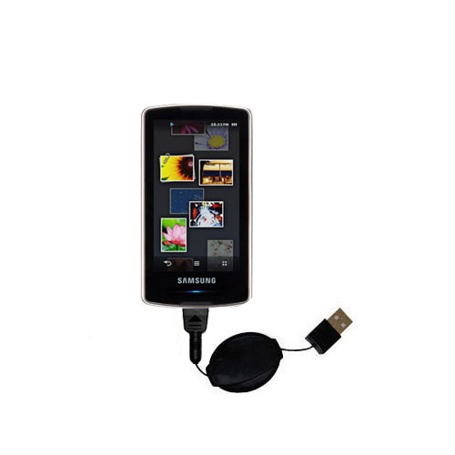 Retractable USB Power Port Ready charger cable designed for the Samsung YP-M1 and uses TipExchange