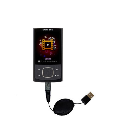 Retractable USB Power Port Ready charger cable designed for the Samsung YP-R0 Digital Media Player and uses TipExchange