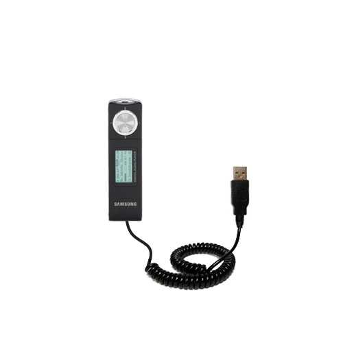 Coiled Power Hot Sync USB Cable suitable for the Samsung YP-U1V with both data and charge features - Uses Gomadic TipExchange Technology