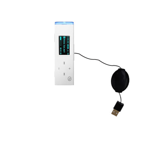 Retractable USB Power Port Ready charger cable designed for the Samsung YP-U3JQG and uses TipExchange