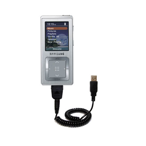 Coiled USB Cable compatible with the Samsung YP-Z5