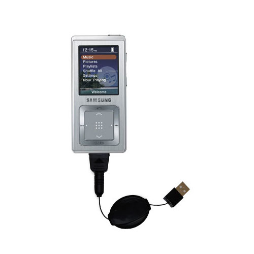 Retractable USB Power Port Ready charger cable designed for the Samsung YP-Z5 and uses TipExchange