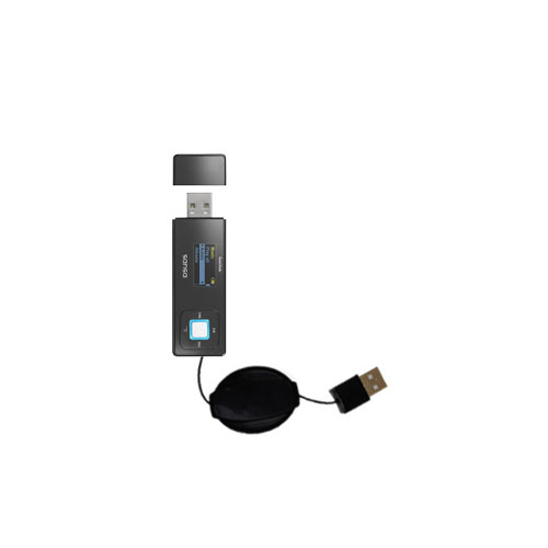Retractable USB Power Port Ready charger cable designed for the Sandisk Sansa Express and uses TipExchange