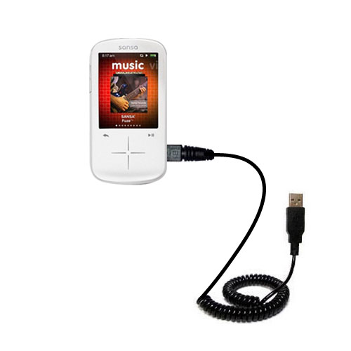 Coiled USB Cable compatible with the Sandisk Sansa Fuze Plus