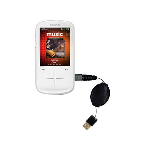 Retractable USB Power Port Ready charger cable designed for the Sandisk Sansa Fuze Plus and uses TipExchange