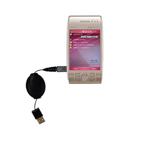 Retractable USB Power Port Ready charger cable designed for the Sharp Willcom WS003SH and uses TipExchange