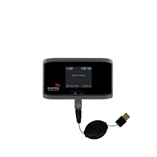 Retractable USB Power Port Ready charger cable designed for the Sierra Wireless Aircard 753S / 754S and uses TipExchange
