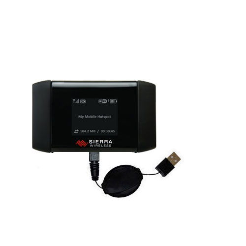 Retractable USB Power Port Ready charger cable designed for the Sierra Wireless Aircard 754S and uses TipExchange