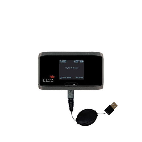 Retractable USB Power Port Ready charger cable designed for the Sierra Wireless Aircard 760S / 762S / 763S and uses TipExchange