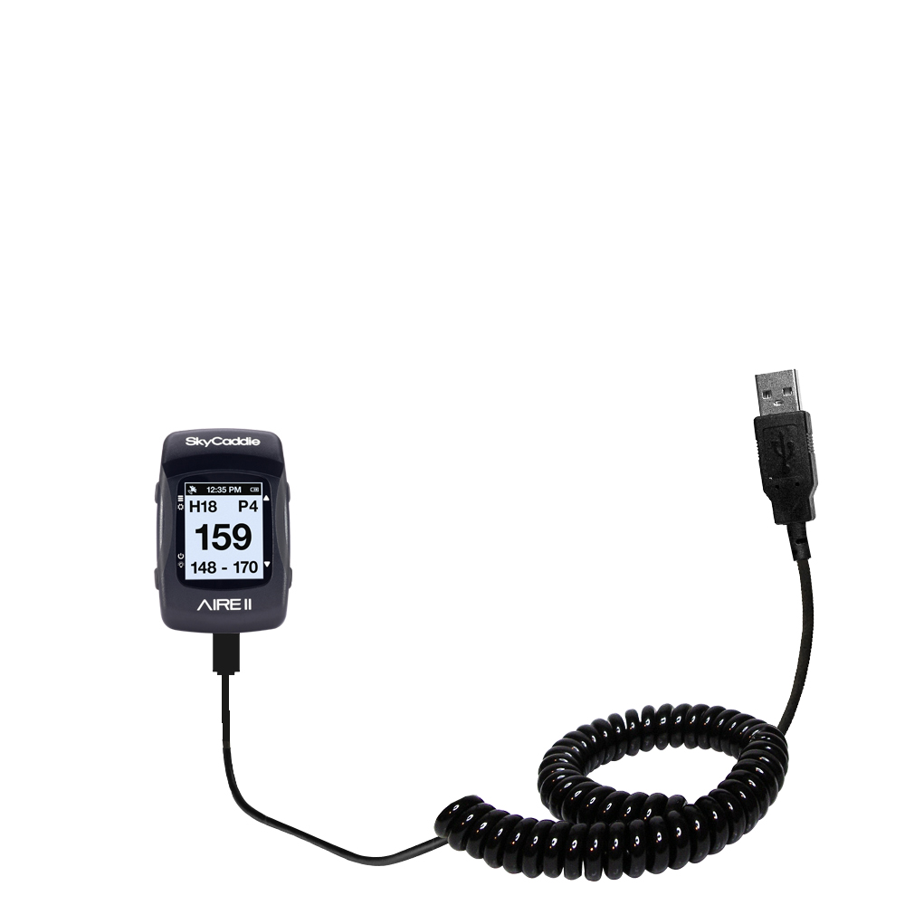 Coiled USB Cable compatible with the SkyGolf SkyCaddie AIRE / AIRE II