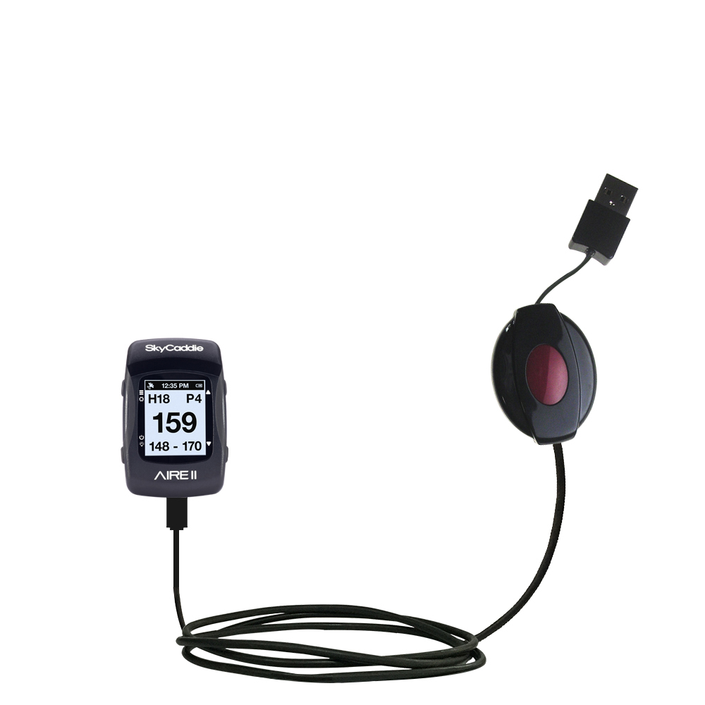 Retractable USB Power Port Ready charger cable designed for the SkyGolf SkyCaddie AIRE / AIRE II and uses TipExchange
