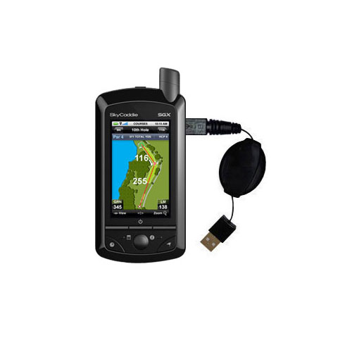 Retractable USB Power Port Ready charger cable designed for the SkyGolf SkyCaddie SGX and uses TipExchange