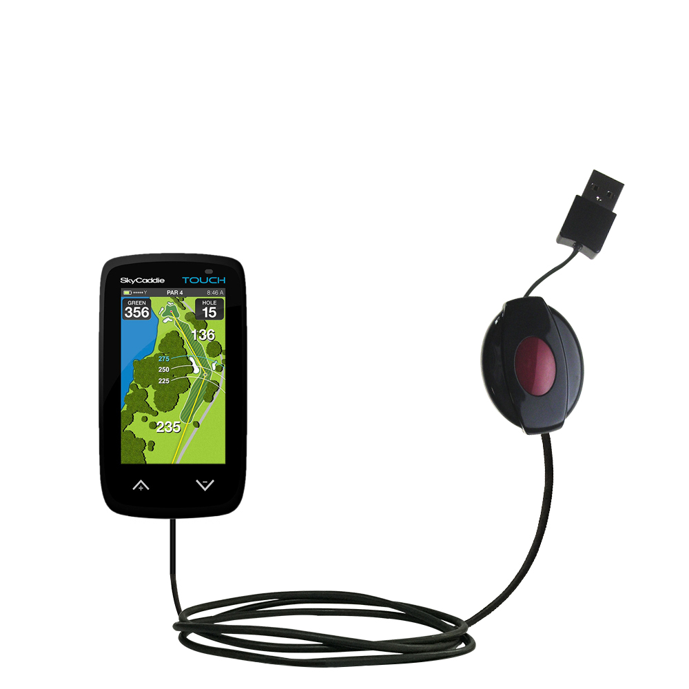 Retractable USB Power Port Ready charger cable designed for the SkyGolf SkyCaddie TOUCH and uses TipExchange