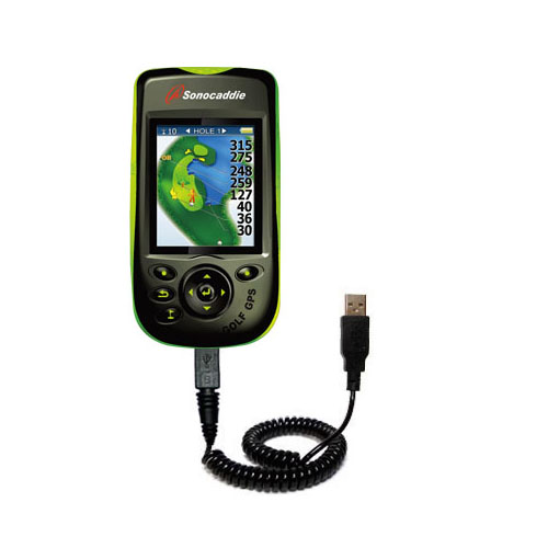 Coiled USB Cable compatible with the Sonocaddie v300 GPS