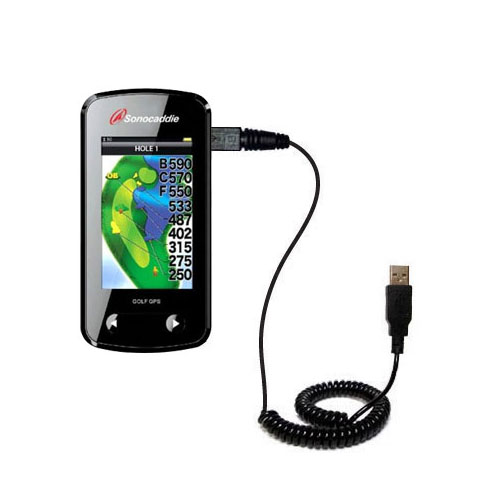 Coiled USB Cable compatible with the Sonocaddie v500 Golf GPS