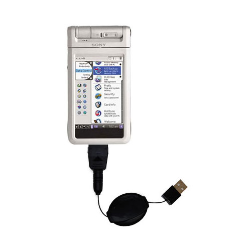 Retractable USB Power Port Ready charger cable designed for the Sony Clie NX60 and uses TipExchange