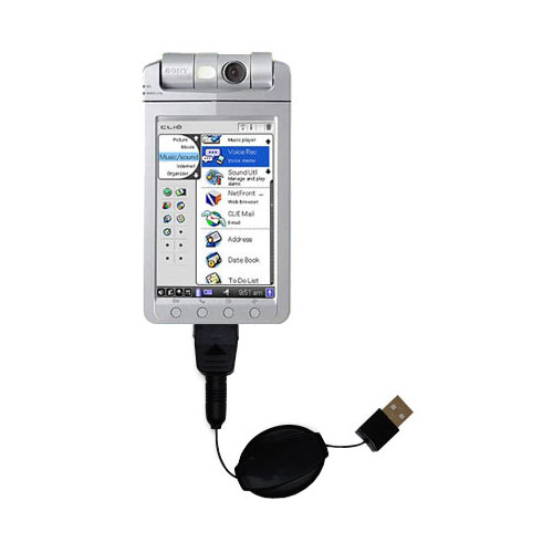 Retractable USB Power Port Ready charger cable designed for the Sony Clie NX73V and uses TipExchange
