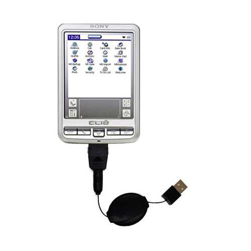 Retractable USB Power Port Ready charger cable designed for the Sony Clie SJ20 SJ30 SJ33 and uses TipExchange