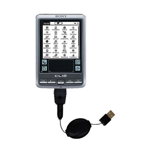 Retractable USB Power Port Ready charger cable designed for the Sony Clie SJ30 and uses TipExchange