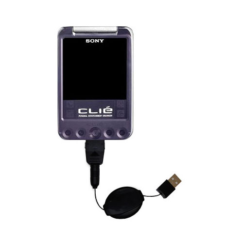 Retractable USB Power Port Ready charger cable designed for the Sony Clie SJ33 and uses TipExchange