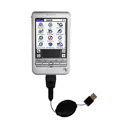 Retractable USB Power Port Ready charger cable designed for the Sony Clie T615 and uses TipExchange