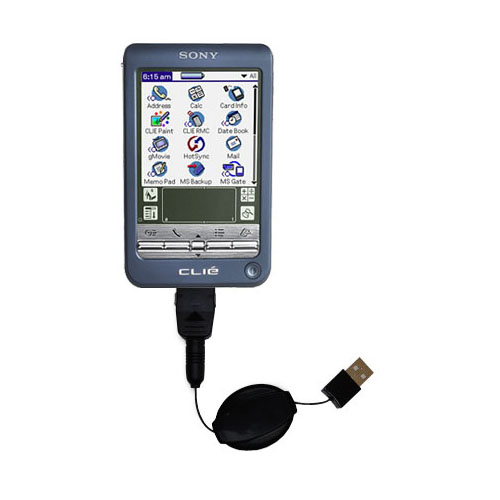 Retractable USB Power Port Ready charger cable designed for the Sony Clie T625C T650C T665C and uses TipExchange
