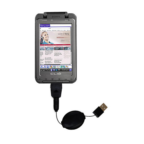 Retractable USB Power Port Ready charger cable designed for the Sony Clie TH55 and uses TipExchange
