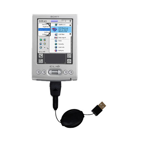 Retractable USB Power Port Ready charger cable designed for the Sony Clie TJ35 TJ37 and uses TipExchange