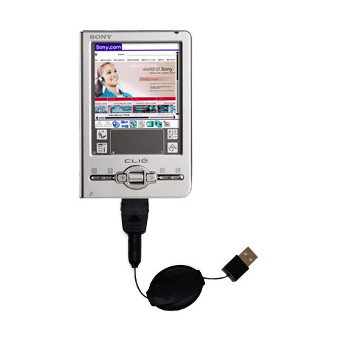 Retractable USB Power Port Ready charger cable designed for the Sony Clie TJ37 and uses TipExchange