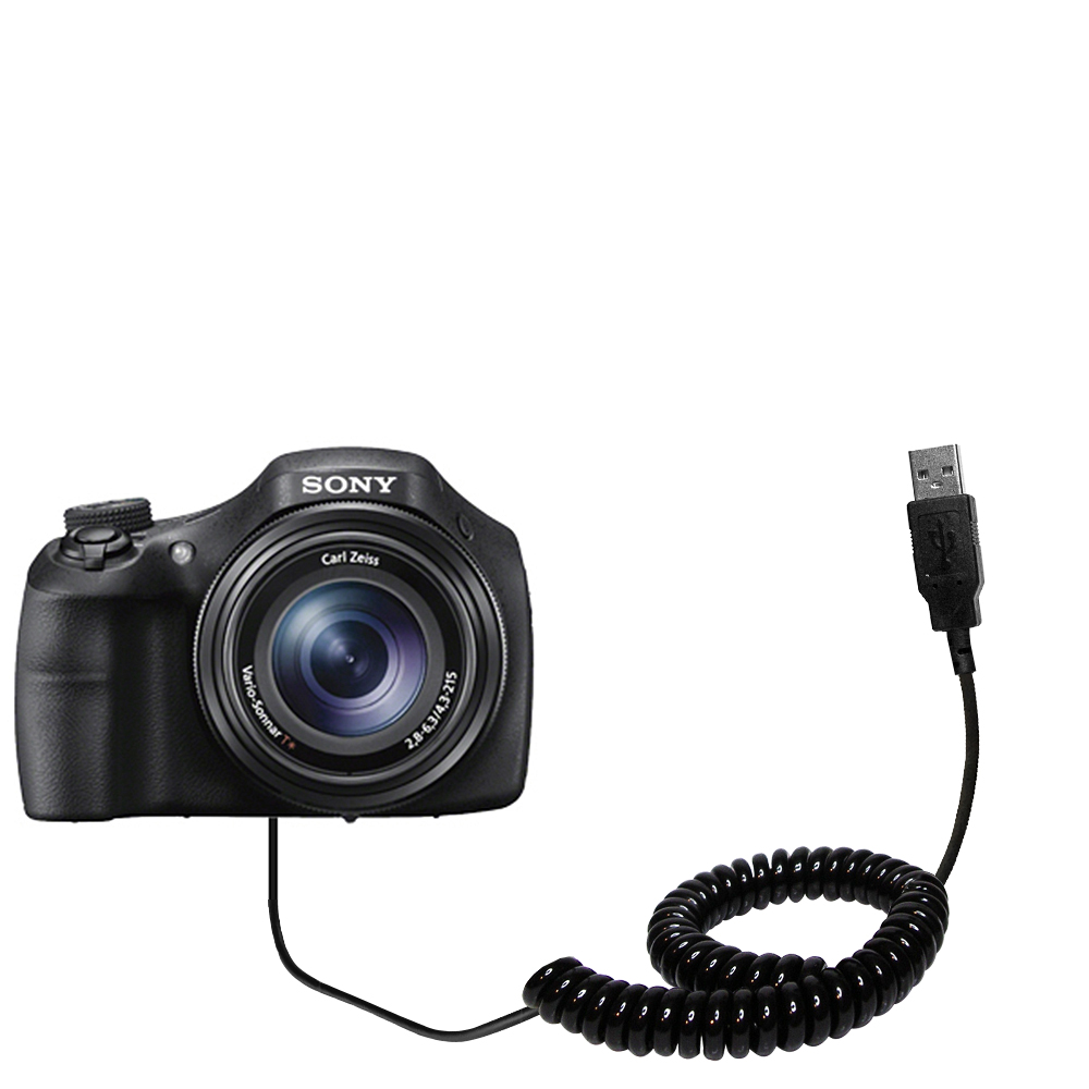 Coiled USB Cable compatible with the Sony DSC-HX400