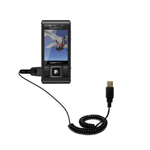 Coiled USB Cable compatible with the Sony Ericsson C905