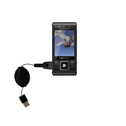 Retractable USB Power Port Ready charger cable designed for the Sony Ericsson C905 and uses TipExchange