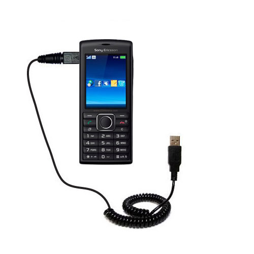 Coiled USB Cable compatible with the Sony Ericsson Cedar / Cedar A
