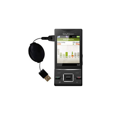 Retractable USB Power Port Ready charger cable designed for the Sony Ericsson Elm and uses TipExchange